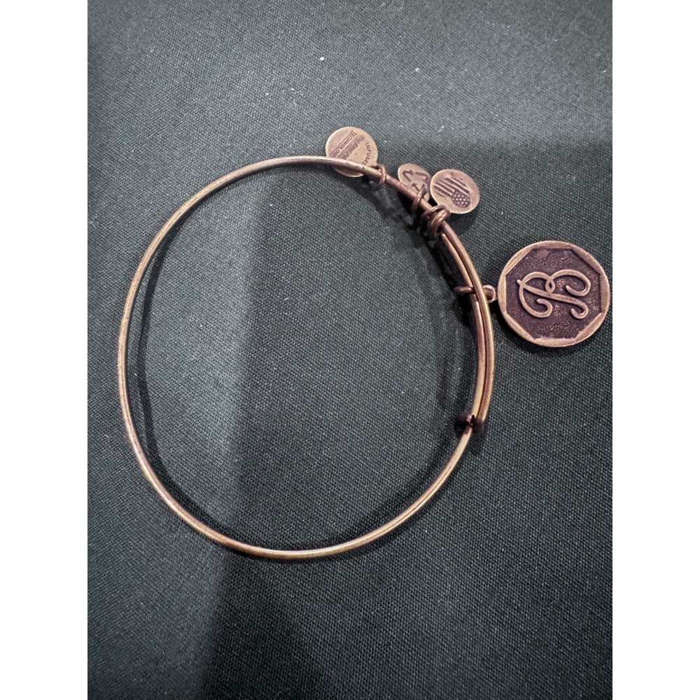 Alex and Ani Initial B Charm Bangle Bracelet Rafaelian Copper Expandable Wire